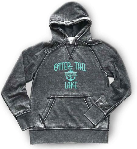 Otter Tail Lake Hoodie Minnesota Sweatshirt Shirt Womens Mens Unisex Soft Cozy Lightweight Burnout Hooded Sweatshirt, Dark Grey Womens Mens in Saudi Arabia