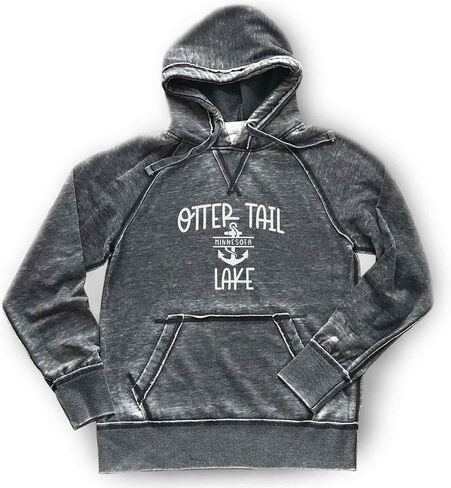Otter Tail Lake Hoodie Minnesota Sweatshirt Shirt Womens Mens Unisex Soft Cozy Lightweight Burnout Hooded Sweatshirt, Dark Grey Womens Mens in Saudi Arabia