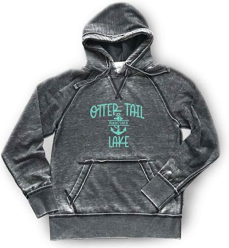 Otter Tail Lake Hoodie Minnesota Sweatshirt Shirt Womens Mens Unisex Soft Cozy Lightweight Burnout Hooded Sweatshirt, Dark Grey Womens Mens in Saudi Arabia