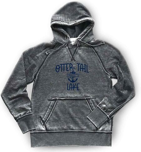 Otter Tail Lake Hoodie Minnesota Sweatshirt Shirt Womens Mens Unisex Soft Cozy Lightweight Burnout Hooded Sweatshirt, Dark Grey Womens Mens in Saudi Arabia