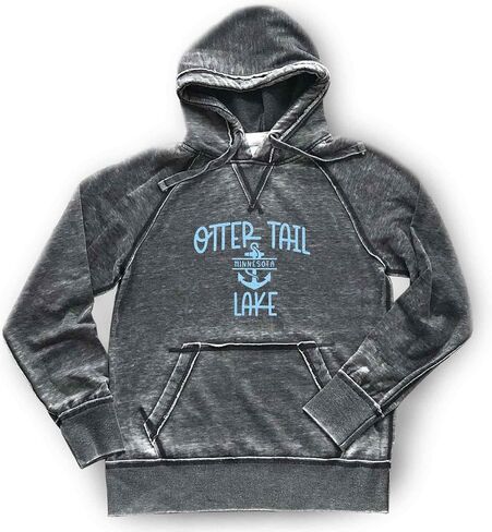 Otter Tail Lake Hoodie Minnesota Sweatshirt Shirt Womens Mens Unisex Soft Cozy Lightweight Burnout Hooded Sweatshirt, Dark Grey Womens Mens in Saudi Arabia