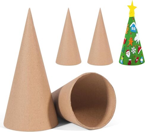 MicoSim 12 PCS Paper Mache Cones Open Bottom,Cardboard Cones for Crafts,Cardboard Conesfor Christmas Trees Xmas Party Supplies Home Indoor DIY Art Projects and Decorations (9.8 * 4.1in(12PCS)) in Kuwait