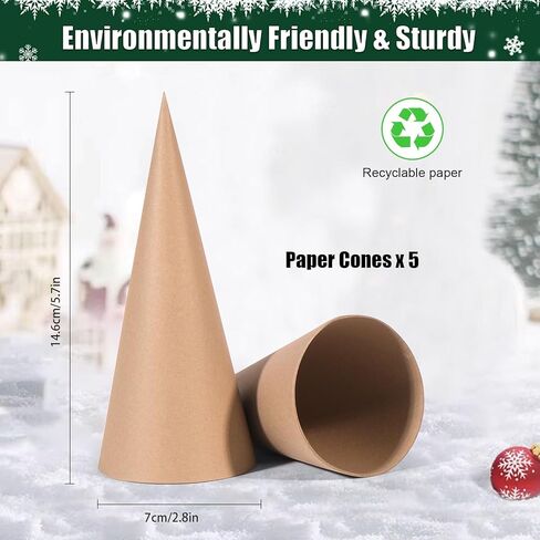 MicoSim 12 PCS Paper Mache Cones Open Bottom,Cardboard Cones for Crafts,Cardboard Conesfor Christmas Trees Xmas Party Supplies Home Indoor DIY Art Projects and Decorations (9.8 * 4.1in(12PCS)) in Kuwait