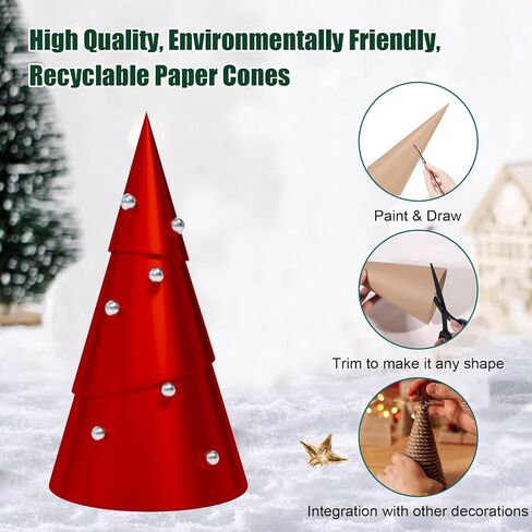 MicoSim 12 PCS Paper Mache Cones Open Bottom,Cardboard Cones for Crafts,Cardboard Conesfor Christmas Trees Xmas Party Supplies Home Indoor DIY Art Projects and Decorations (9.8 * 4.1in(12PCS)) in Kuwait