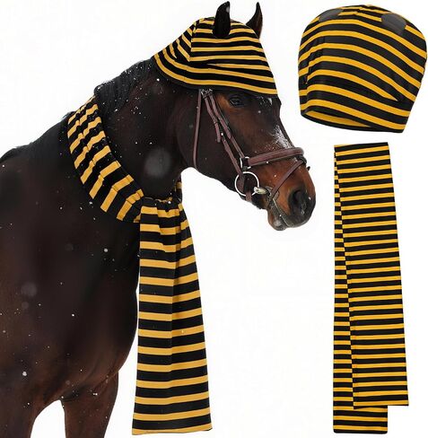 PATERR 2 PCS HALLOWEEN HORSE CONFICORY تشمل قبعة وشاح مخططة لإكسسوارات أزياء عطلة الحصان in Saudi Arabia