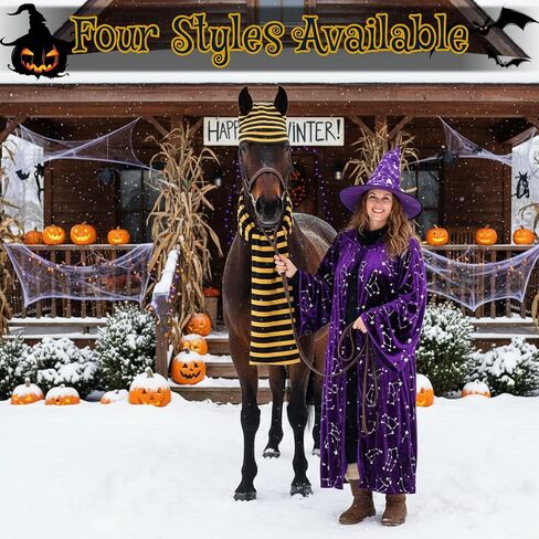 PATERR 2 PCS HALLOWEEN HORSE CONFICORY تشمل قبعة وشاح مخططة لإكسسوارات أزياء عطلة الحصان in Saudi Arabia