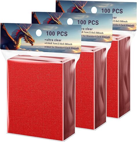 300 Collectible Trading Card Protective Sleeves, Matte Red&Black Card Protectors Japanese Size Matte Sleeves for MTG Commander, ETB, Yu-Gi-Oh! - Thick & Shuffle-Proof TCG Accessories Penny Cards in Saudi Arabia