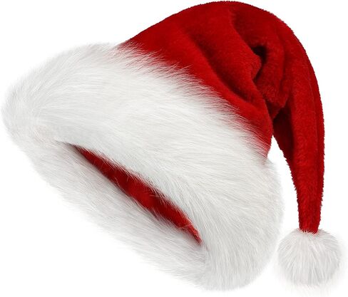 Christmas Hat, Santa Hat Holiday for Adults Unisex Velvet Comfort Extra Thicken Fur Xmas Hat for New Year Festive Party in Saudi Arabia