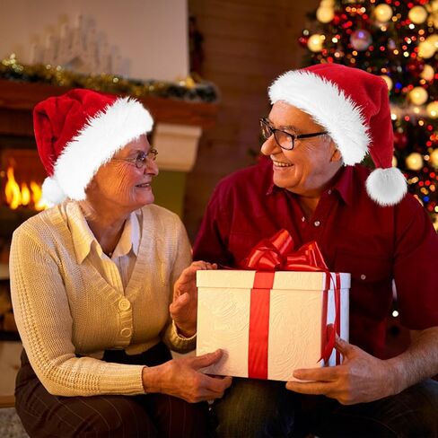 Christmas Hat, Santa Hat Holiday for Adults Unisex Velvet Comfort Extra Thicken Fur Xmas Hat for New Year Festive Party in Saudi Arabia