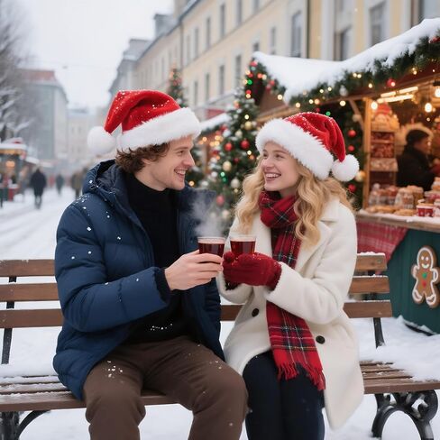 Christmas Hat, Santa Hat Holiday for Adults Unisex Velvet Comfort Extra Thicken Fur Xmas Hat for New Year Festive Party in Saudi Arabia