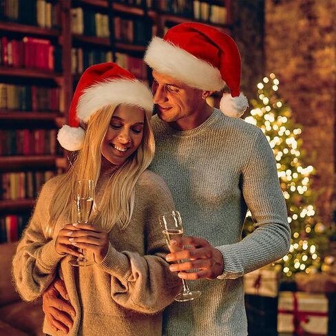 Christmas Hat, Santa Hat Holiday for Adults Unisex Velvet Comfort Extra Thicken Fur Xmas Hat for New Year Festive Party in Saudi Arabia
