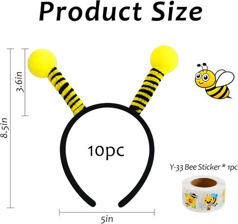 10pcs Bee Tentacle Headballs ، Bug Antenna Beadband Cute Bee Hair Bands Hair Hoop ، Party Favor for Women Girls Halloween Christmas و Kid's Birthday in Saudi Arabia