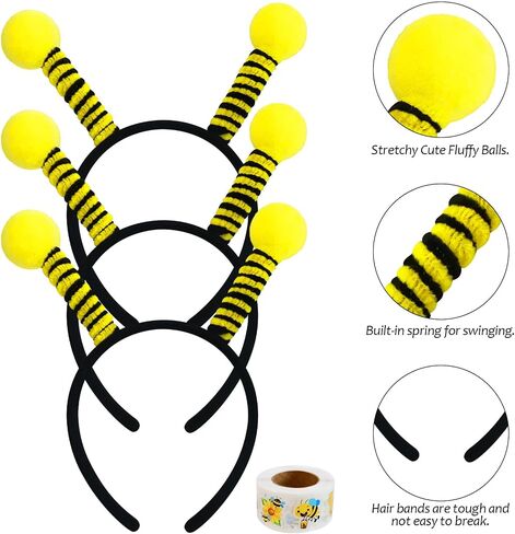 10pcs Bee Tentacle Headballs ، Bug Antenna Beadband Cute Bee Hair Bands Hair Hoop ، Party Favor for Women Girls Halloween Christmas و Kid's Birthday in Saudi Arabia