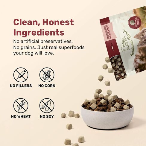 Superfood Nuggets- قسط ، وتجميد الكلاب الخام المجفف الغذاء أو العلاج. مكونات قوية كثيفة المغذيات. لا إضافات اصطناعية. Bison and Kale Formula 8oz - 4pk Bundle in Kuwait