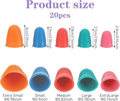 20pcs Finger Grips for Sorting Paper, 5 Different Sizes Colors Finger Rubber Tips Reusable with Box for Money Counting Collating Writing Sorting Paperwork Cutting Crafts in Kuwait