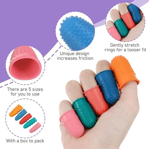 20pcs Finger Grips for Sorting Paper, 5 Different Sizes Colors Finger Rubber Tips Reusable with Box for Money Counting Collating Writing Sorting Paperwork Cutting Crafts in Kuwait