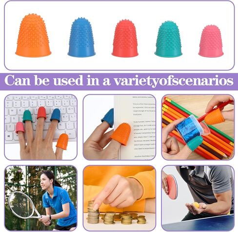 20pcs Finger Grips for Sorting Paper, 5 Different Sizes Colors Finger Rubber Tips Reusable with Box for Money Counting Collating Writing Sorting Paperwork Cutting Crafts in Kuwait