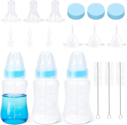 ASEVAT 5 oz 3PackPet Feeding Bottle, Anti-Choking Puppy Feeder Design,with 3pcs Replaceable and Reusable Silicone Nipples for Feeding Puppies, Kittens, Small Animals in Saudi Arabia