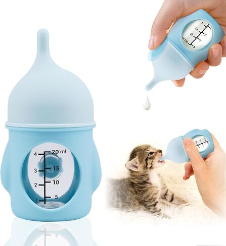 Ergonomic Pet Nursing Bottle,Puppy Bottles for Nursing Puppy Milk - 20ml Slow Flow Kitten Bottle Feeding kit for Newborn Kittens/Puppies/Small Animals, Easy-Clean Silicone Feeder (‌Pink‌) in Kuwait