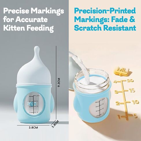 Ergonomic Pet Nursing Bottle,Puppy Bottles for Nursing Puppy Milk - 20ml Slow Flow Kitten Bottle Feeding kit for Newborn Kittens/Puppies/Small Animals, Easy-Clean Silicone Feeder (‌Pink‌) in Kuwait