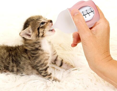 Ergonomic Pet Nursing Bottle,Puppy Bottles for Nursing Puppy Milk - 20ml Slow Flow Kitten Bottle Feeding kit for Newborn Kittens/Puppies/Small Animals, Easy-Clean Silicone Feeder (‌Pink‌) in Kuwait