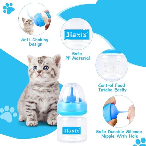 Pet Nursing Bottle Kit for Kitten Puppy,60mlCat Bottle Feeding Kit Nipple Kittens Syringe for Small Cat Dog Newborn Kitten Puppys Rabbits Squirrel Animals (Pink) in Saudi Arabia