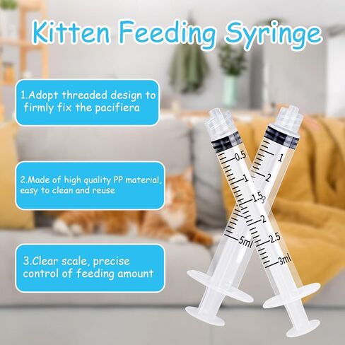 Pet Nursing Bottle Kit for Kitten Puppy,60mlCat Bottle Feeding Kit Nipple Kittens Syringe for Small Cat Dog Newborn Kitten Puppys Rabbits Squirrel Animals (Pink) in Saudi Arabia