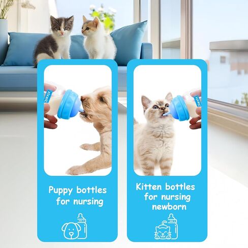 Pet Nursing Bottle Kit for Kitten Puppy,60mlCat Bottle Feeding Kit Nipple Kittens Syringe for Small Cat Dog Newborn Kitten Puppys Rabbits Squirrel Animals (Pink) in Saudi Arabia