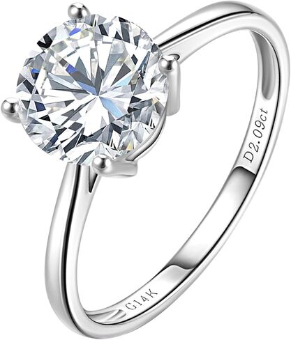 1-3 قيراط مختبر نما خاتم الخطوبة الماسي 14K الذهب الأبيض ، IGI CURTIDE ROUND CUT (E-F Color VS2-SI1) Classic 4-PRONG RING for Women ، Wedding Ring in Kuwait