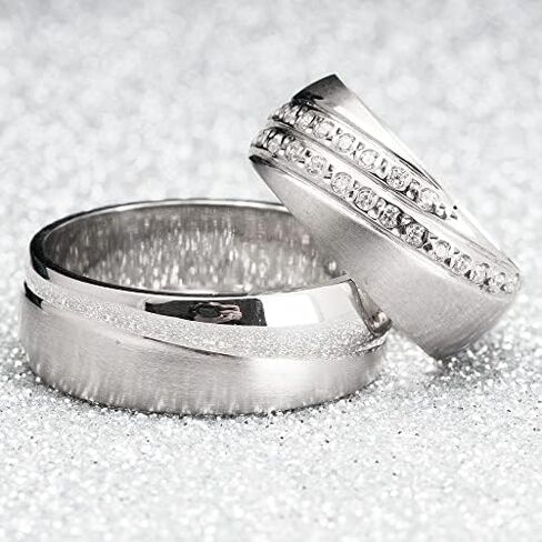 Silver Wedding Ring Sets 925 Sterling Silver Couple Matching Wedding Ring Set Personalized Man and woman Silver Wedding Ring Set in Saudi Arabia