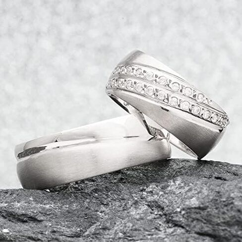Silver Wedding Ring Sets 925 Sterling Silver Couple Matching Wedding Ring Set Personalized Man and woman Silver Wedding Ring Set in Saudi Arabia