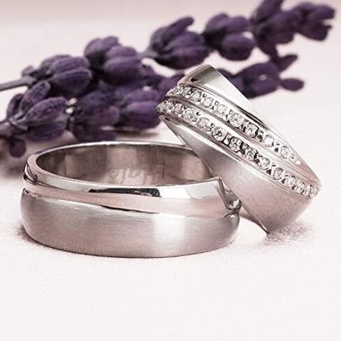 Silver Wedding Ring Sets 925 Sterling Silver Couple Matching Wedding Ring Set Personalized Man and woman Silver Wedding Ring Set in Saudi Arabia