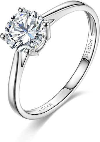 1-3 قيراط مختبر نما خاتم الخطوبة الماسي 14K الذهب الأبيض ، IGI CURTIDE ROUND CUT (E-F Color VS2-SI1) Classic 4-PRONG RING for Women ، Wedding Ring in Kuwait