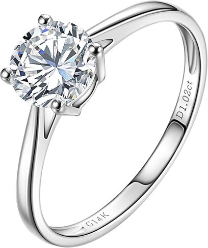 1-3 قيراط مختبر نما خاتم الخطوبة الماسي 14K الذهب الأبيض ، IGI CURTIDE ROUND CUT (E-F Color VS2-SI1) Classic 4-PRONG RING for Women ، Wedding Ring in Kuwait
