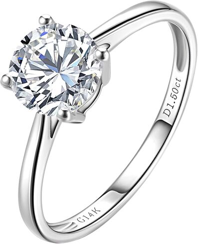 1-3 قيراط مختبر نما خاتم الخطوبة الماسي 14K الذهب الأبيض ، IGI CURTIDE ROUND CUT (E-F Color VS2-SI1) Classic 4-PRONG RING for Women ، Wedding Ring in Kuwait