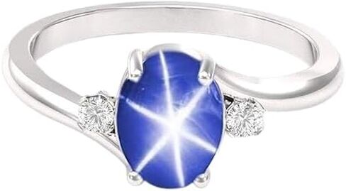Lindy Star Ring 6 Rays Blue Sapphire Star Ring 6x8mm Oval Ring Anniversary Ring Handmade Ring Solitaire Ring in Saudi Arabia