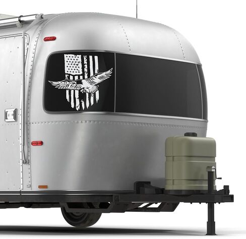 American Flag Camper RV Decal Eagle USA Hunting Sticker, Vinyl Graphics. (23x22 inch) in Kuwait