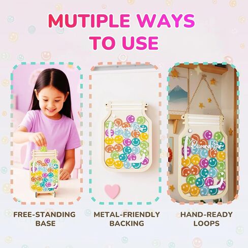 Kids Reward Jar & Behavior Chart - الفصل الدراسي والمخطط التدريبي للقعادة مع 80 ملصقًا - أداة المعلم/الوالدين للأعمال المنزلية ، والواجبات المنزلية ، والعادات الجيدة (ملونة ودائمة) in Saudi Arabia