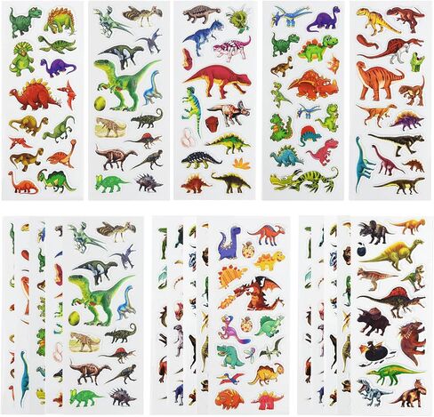 24 Sheets(500+) 3D Puffy Stickers for Toddlers Kids, Bulk Preschool Sticker Sheets for Reward, Craft, Scrapbooking Including Animal, Fruits, Dinosaurs, Fish and More in Kuwait
