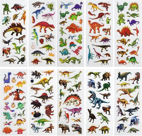 24 Sheets(500+) 3D Puffy Stickers for Toddlers Kids, Bulk Preschool Sticker Sheets for Reward, Craft, Scrapbooking Including Animal, Fruits, Dinosaurs, Fish and More in Kuwait