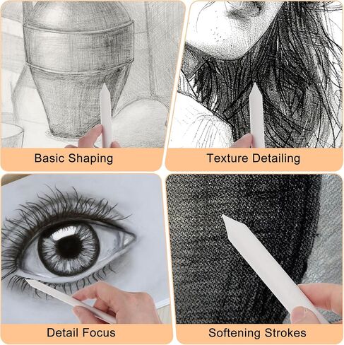 18 PCS مزجج جذوع مجموعة ， YMAPINC OIL PASTELS الخلاطات وأدوات التظليل 6 أحجام لرسم الفحم رسم أدوات مزج التورتيلز الخاصة الخاصة in Kuwait