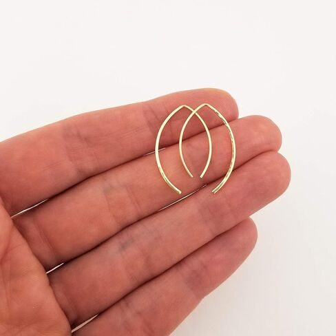 1 بوصة رفيعة صلبة 14K أصفر الذهب الأقراط تراقب طفيفا طافعة مفتوحة 20 مقياس (.8 مم) in Kuwait