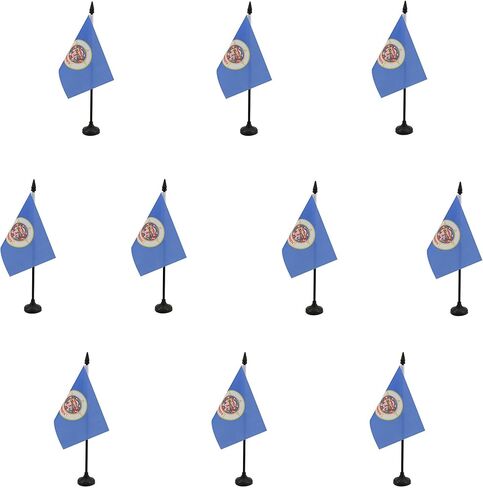 AZ FLAG Pennsylvania Table Flag 4'' x 6'' - US State of Pennsylvanie Desk Flag 15 x 10 cm - Black Plastic Stick and Base in Kuwait