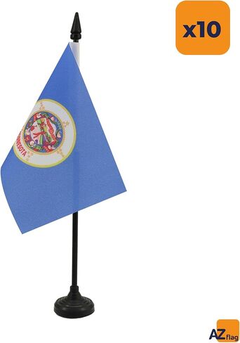 AZ FLAG Pennsylvania Table Flag 4'' x 6'' - US State of Pennsylvanie Desk Flag 15 x 10 cm - Black Plastic Stick and Base in Kuwait