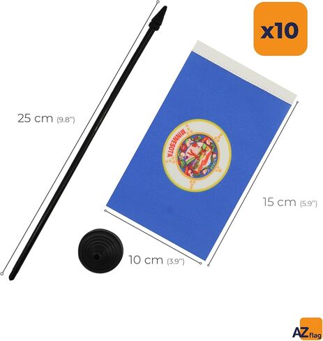 AZ FLAG Pennsylvania Table Flag 4'' x 6'' - US State of Pennsylvanie Desk Flag 15 x 10 cm - Black Plastic Stick and Base in Kuwait
