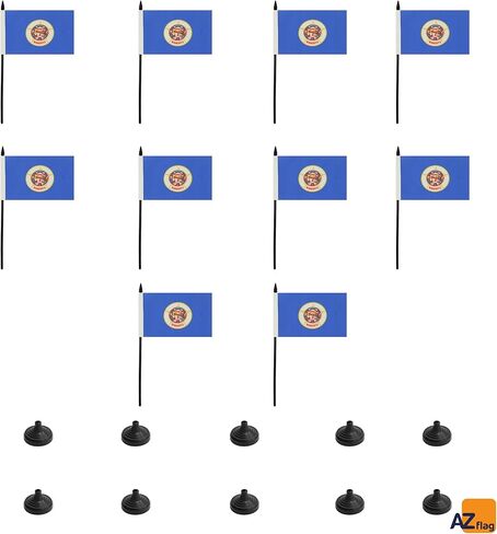 AZ FLAG Pennsylvania Table Flag 4'' x 6'' - US State of Pennsylvanie Desk Flag 15 x 10 cm - Black Plastic Stick and Base in Kuwait