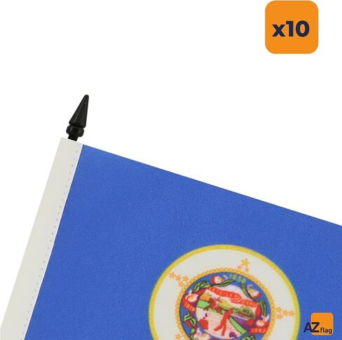 AZ FLAG Pennsylvania Table Flag 4'' x 6'' - US State of Pennsylvanie Desk Flag 15 x 10 cm - Black Plastic Stick and Base in Kuwait