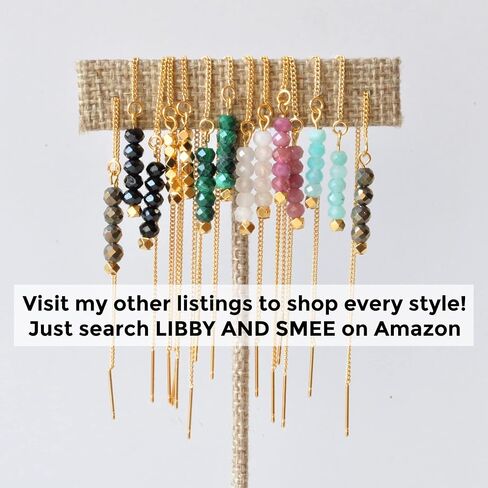 Pyrite Gemstone Thread Earrings Gold-Plated Chain Threader Gift for Girlfriend in Saudi Arabia