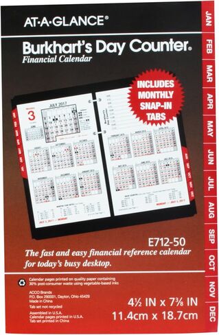AT-A-GLANCE Burkhart's Day Counter Daily Desk Calendar Refill 2017, 4-1/2 x 7-3/8" (E712-50) in Saudi Arabia
