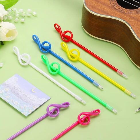 PATIKIL 24pcs Rollerball Pens 1.0mm, Musical Note Ball Point Pens Black Liquid Gel Ink Music Novelty Smooth Writing for Home Office Gifts, Green in Saudi Arabia